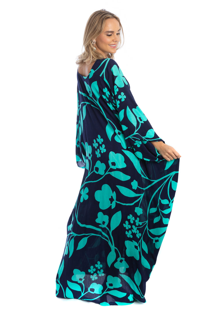 Shadow Floral Print Maxi Kaftan