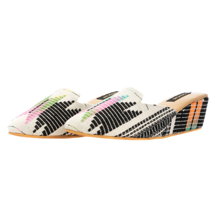 Black and White Aztec Print Mules