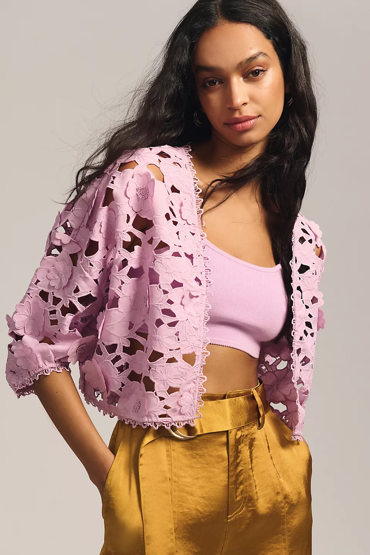 Floral Lace Cut Out Bolero