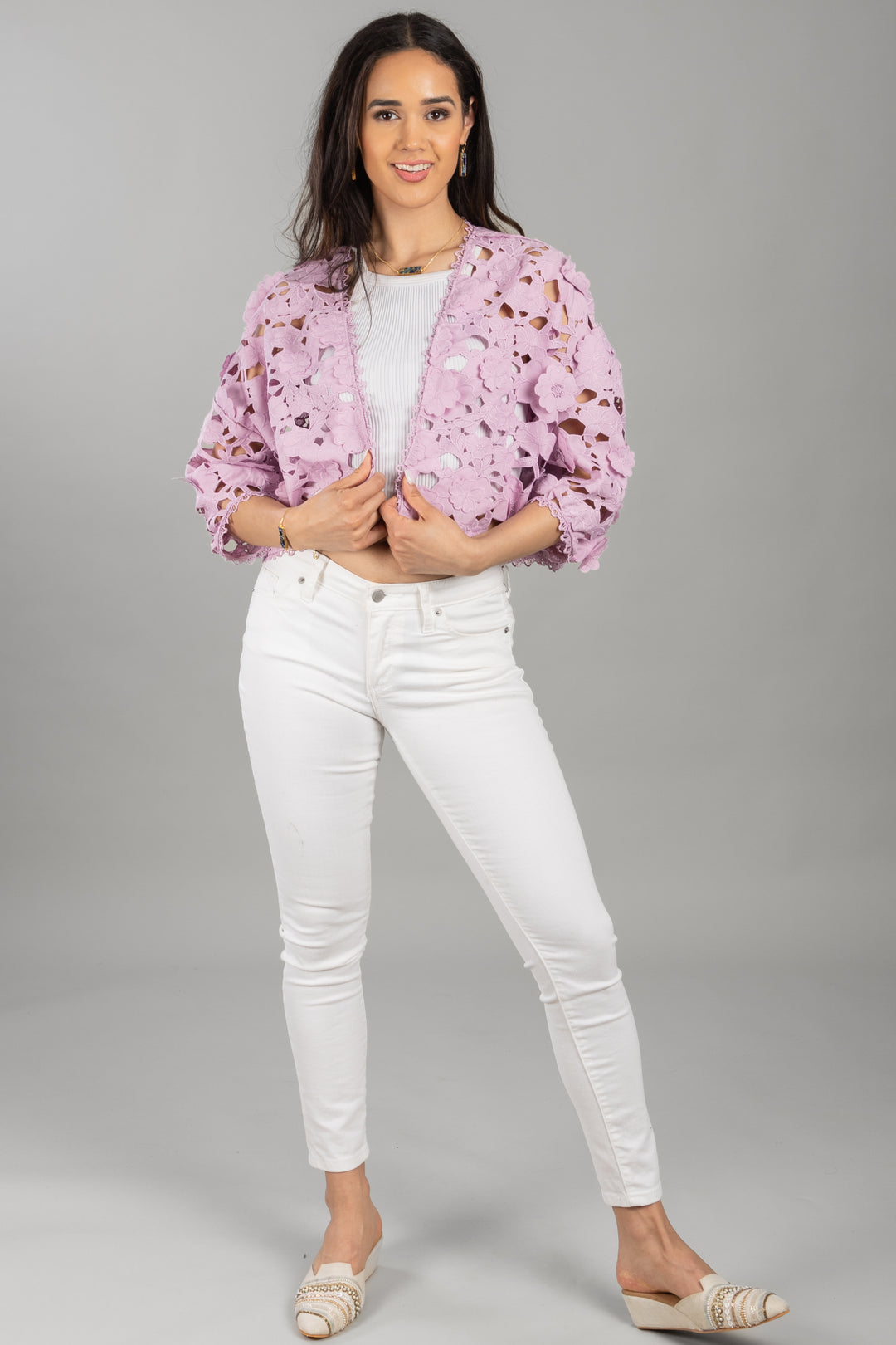 Floral Lace Cut Out Bolero