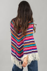 Open Weave Crochet Rainbow Poncho