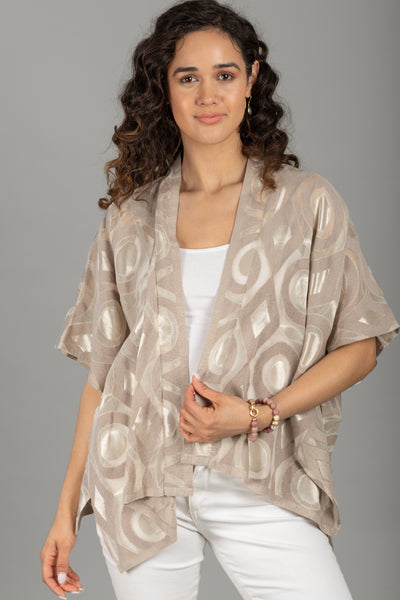 Geometric Cotton Short Poncho