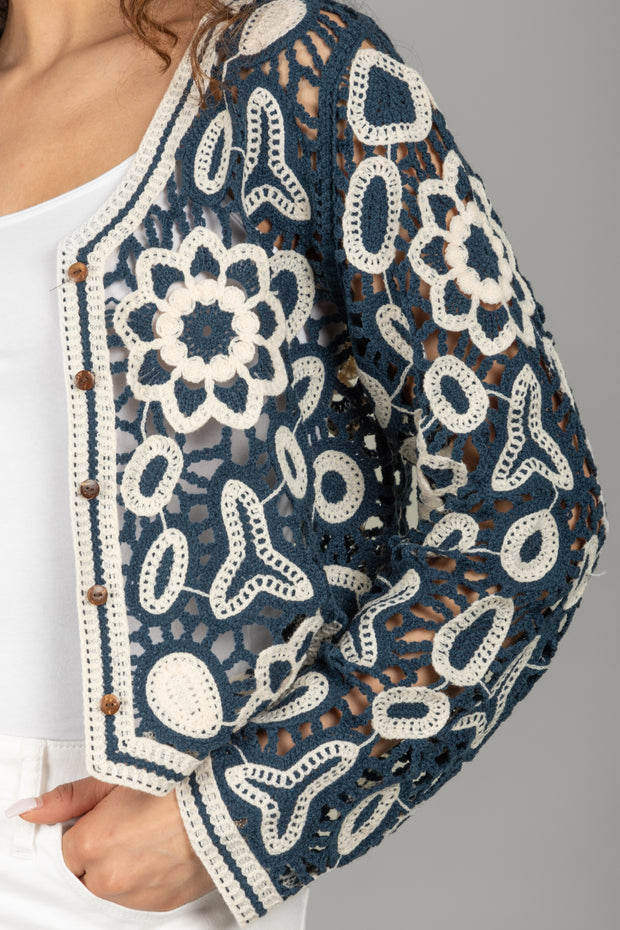 Floral Lace Crochet Short Jacket