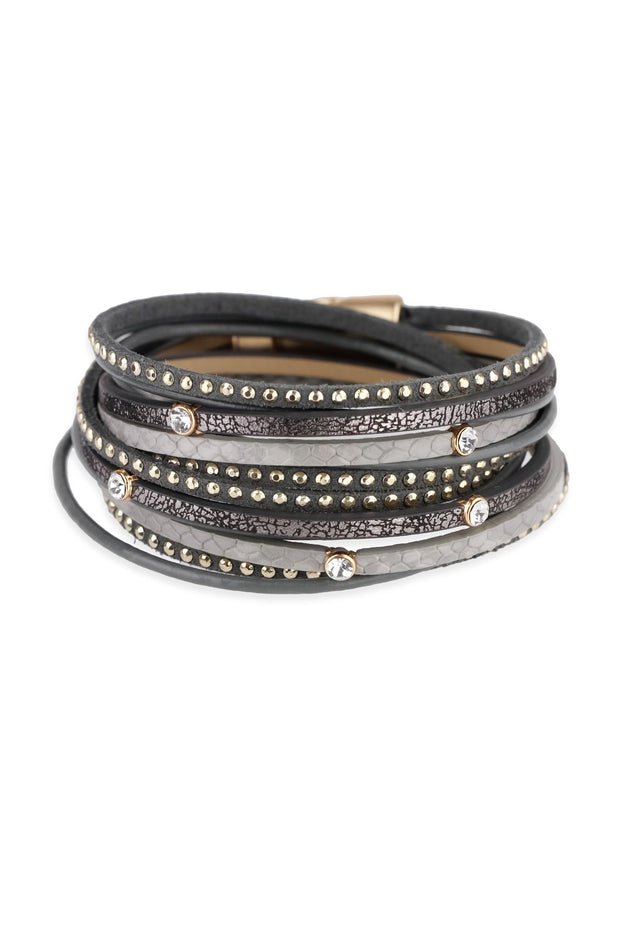 Stud Leather Wrap Bracelet
