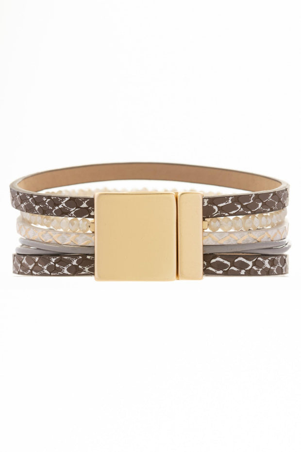 Crystal Adorned Leather Bracelet