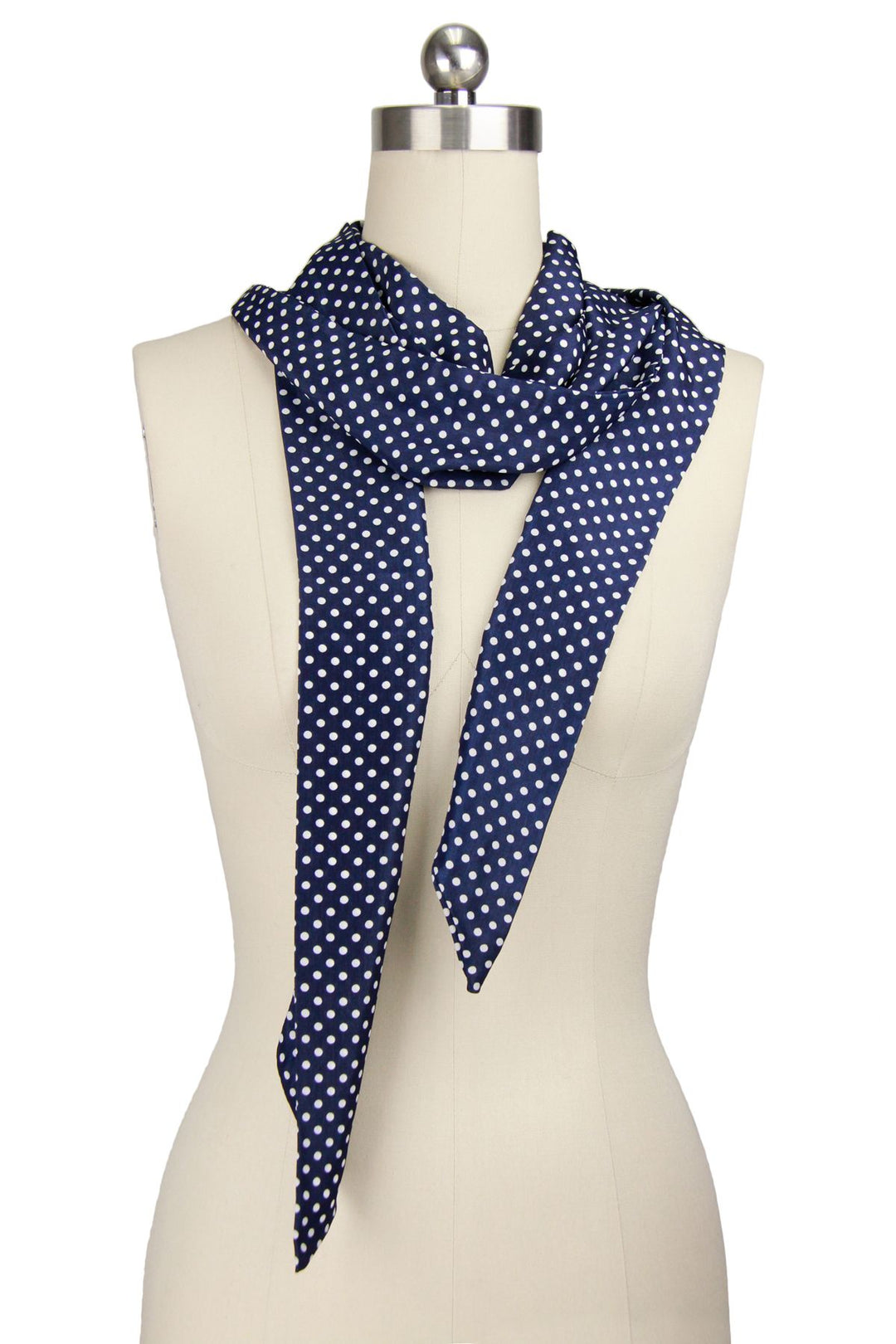 Skinny Polka Dot Navy Scarf