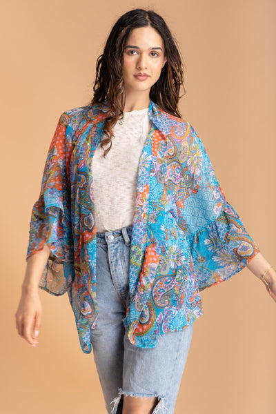Marius Short Turquoise Kimono