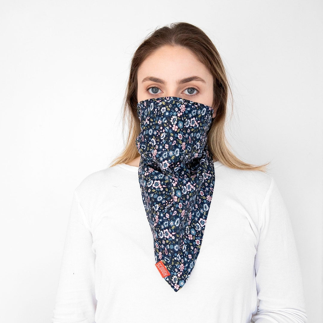 Navy Floral Scough Bandana