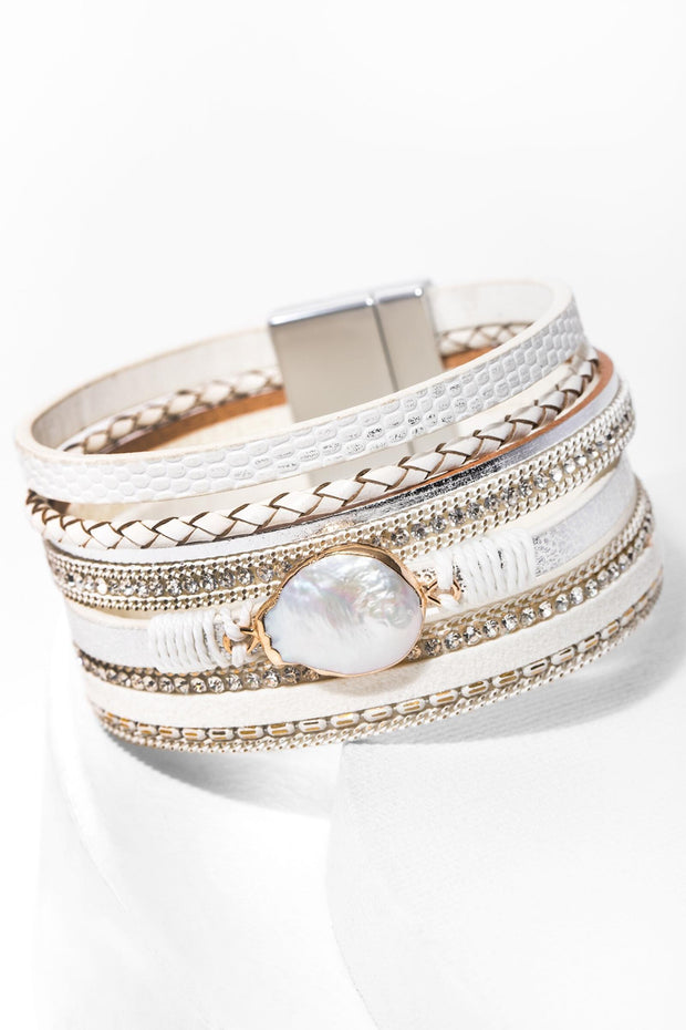 Husars House of Fine Diamonds Remix White Crystal Pearl Bracelet