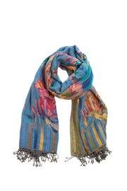 Cool-Toned Floral Reversible Scarf